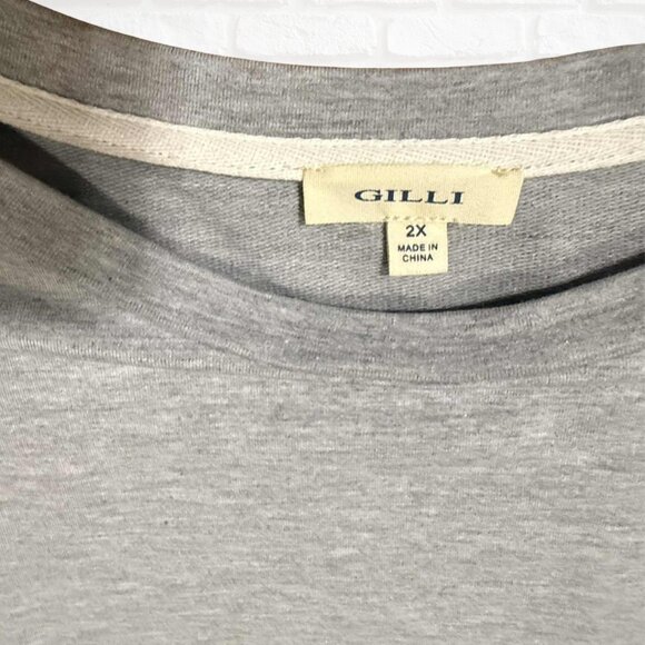 Cozy Boho Eyelet Bell Sleeve Top Gray Long Sleeve Blouse Size 2X Plus Feminine - Picture 6 of 6